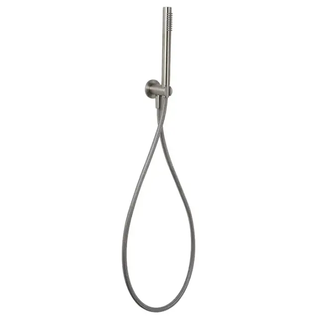 Carlo Frattini Spillo Steel Душевой комплект с ручным душем, шлангом 1500 мм. и настенным держателем с подводом воды, цвет: INOX