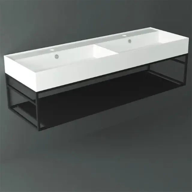 Simas Agile Структура металлическая 141x46xh28см, подвесная, для раковины с 1 отв., AG141, с 1 полкой, цвет: черный матовый