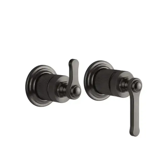 Gessi Venti20 Смеситель для душа, встраиваемый, с переключателем на 2 положения, внешняя часть, цвет: Black Metal Brushed PVD