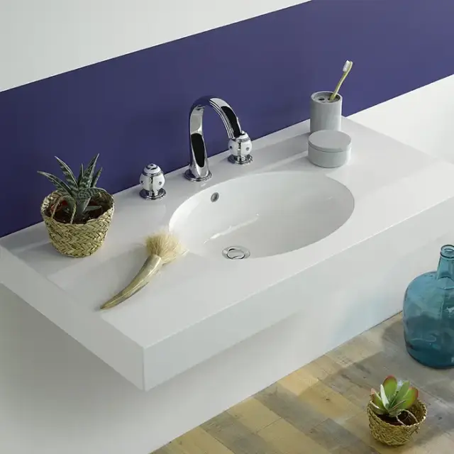 THG Ithaque decor platine Смеситель для раковины, 3 отв., цвет: хром/платина/белый фарфор