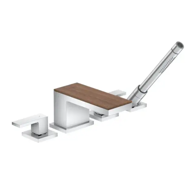 Axor MyEdition Смеситель для ванны, на 4 отв, излив 200мм, внешняя часть, цвет: хром/черный орех