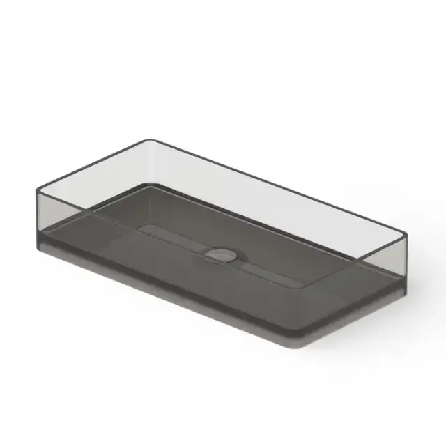 Dea Design Washbasins Раковина 80х40х14.5см., накладная, без отв., Glasstech, прозрачная смола, цвет: Smoky Black R4