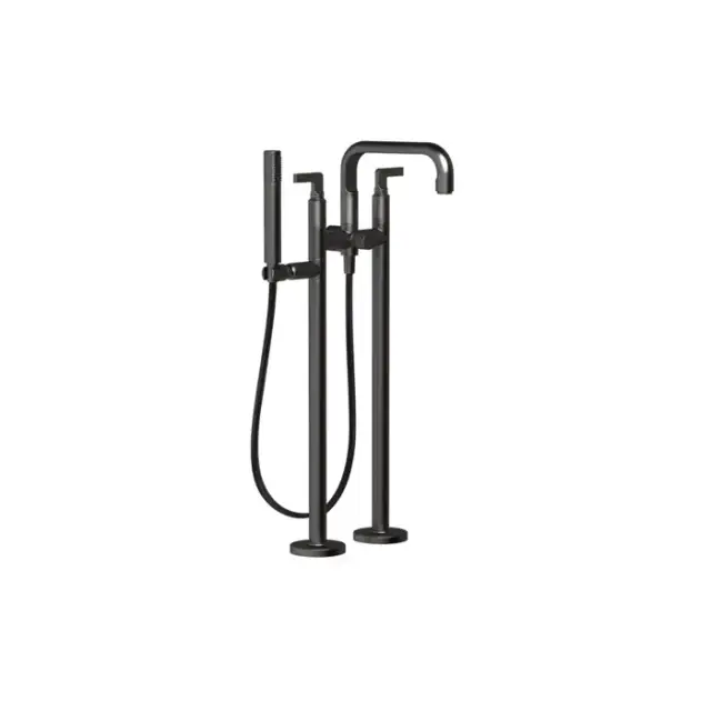 Gessi Inciso Напольный смеситель для ванны с ручным душем, цвет: Black Metal Brushed PVD