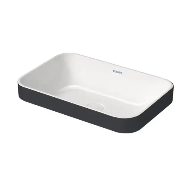Duravit Happy D.2 Plus Раковина 60х40 см, без отв., без перелива, с выпуском, с керамической крышкой, WonderGliss, цвет: Anthracite matt/белый