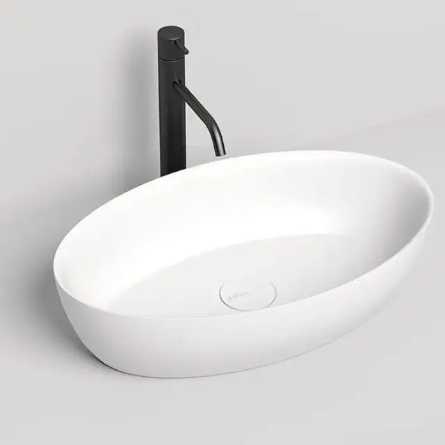 Salini Alda Раковина накладная  58х35х15cм, без отв., без перелива, S-Sense, цвет: белый глянцевый