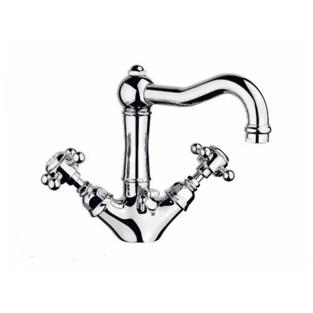 Nicolazzi Half Dome Смеситель для раковины с 2мя ручками, на 1 отв., с донным клапаном, излив 165мм, цвет: хром