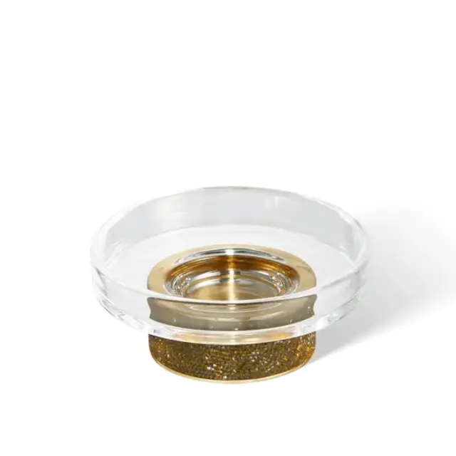 Decor Walther Rocks STS Мыльница настольная, прозрачное стекло, с кристаллами Swarovski, цвет: золото