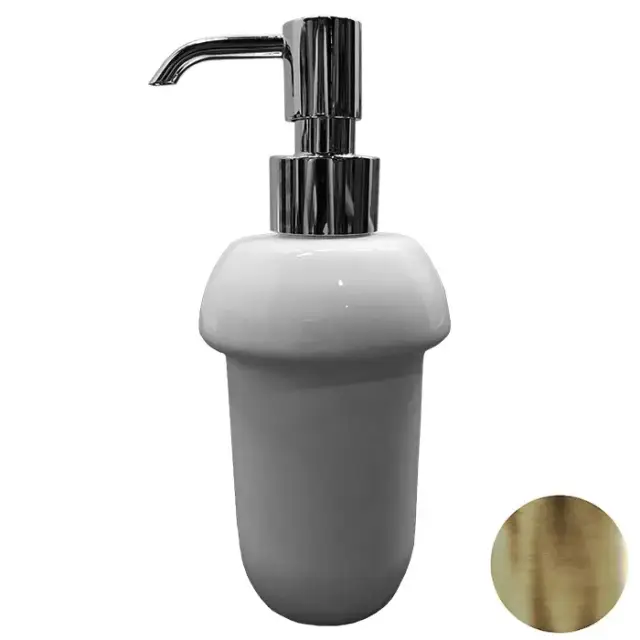 Nicolazzi On Shelf Дозатор для жидкого мыла из белой керамики, настольный, цвет: Bronze Plated