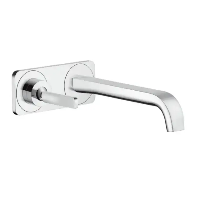 Axor Citterio E, Смеситель для раковины,однорычажный, с панелью иизливом 220 мм, настенный монтаж, внешняя часть, цвет: хром