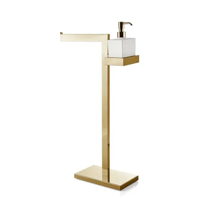 3SC SK Напольная стойка, 63см, с полотенцедержателем и мыльницей, цвет: золото 24к. Lucido
