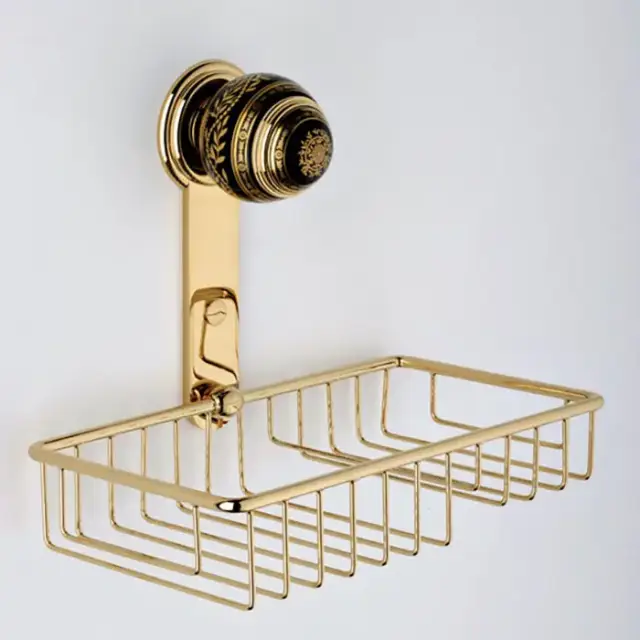 THG Marquise porcelaine noire Полочка металлическая, решетка, 24х13см., подвесной, цвет: золото/черный фарфор