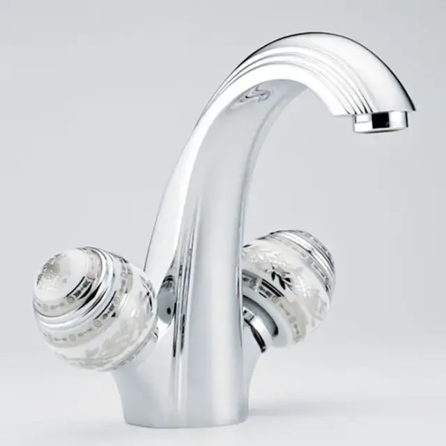 THG Marquise porcelaine blanche Смеситель для раковины, 1 отв., цвет: хром/платина/белый фарфор