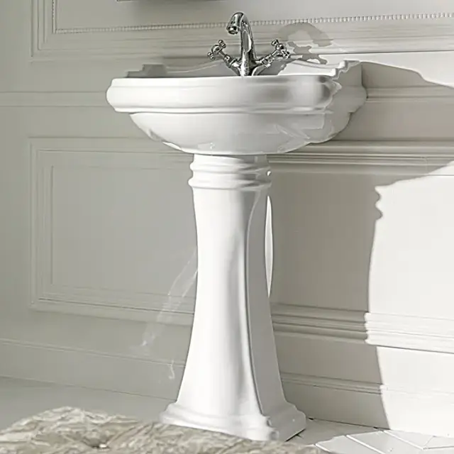 Kerasan Retro Раковина 55 см, 1 отв., с колонной, цвет: белый