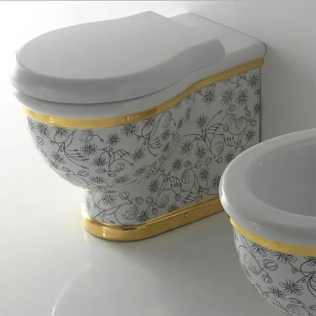 Globo Paestum Унитаз напольный пристенный 57х38см, слив универсальный, с комплектом креплений, цвет: Flower A09