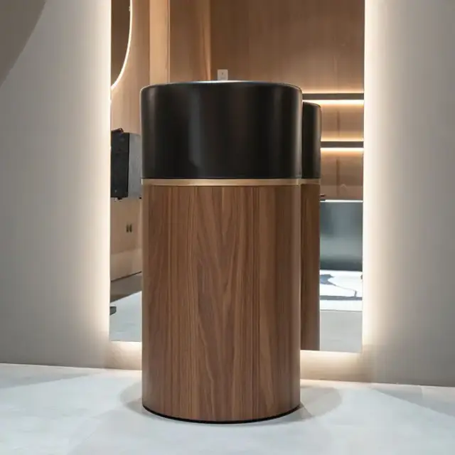 NOORTH milldue edition Roma I Раковина напольная Ø45x88cм., слив в пол, цвет: Nero opaco/Noce Canaletto/Oro