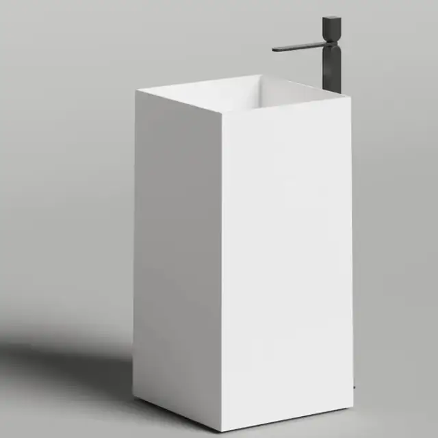 Salini Armonia Square 01 Раковина напольная 45х45х90cм., слив в пол, выпуск D 503, сифон, декоративная накл., мат-л: S-Sence, цвет: белый глянцевый
