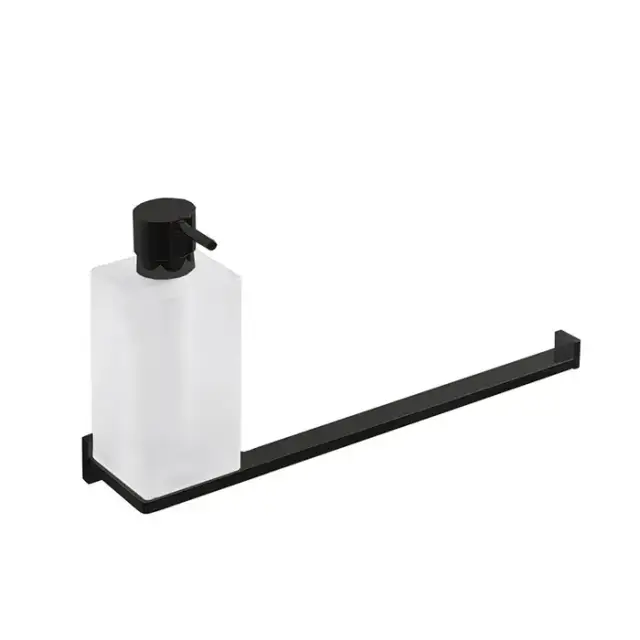 Colombo Look Дозатор для жидкого мыла с полотенцедержателем, подвесной, цвет: PVD графит матовый/матовое стекло