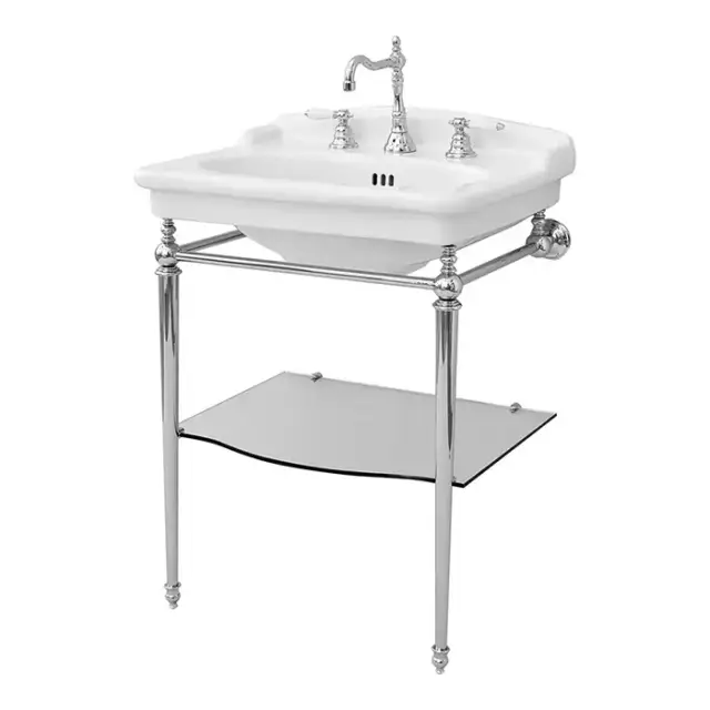 Artceram HERMITAGE Металлическая структура 62х58см, на 3 отв., со стеклянной полкой. напольная, цвет хром,