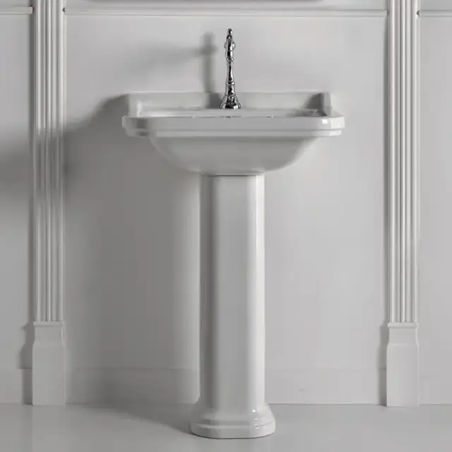 Kerasan Waldorf Раковина 60х55 см, 1 отв., с пьедесталом, керамическая, цвет: белый/хром