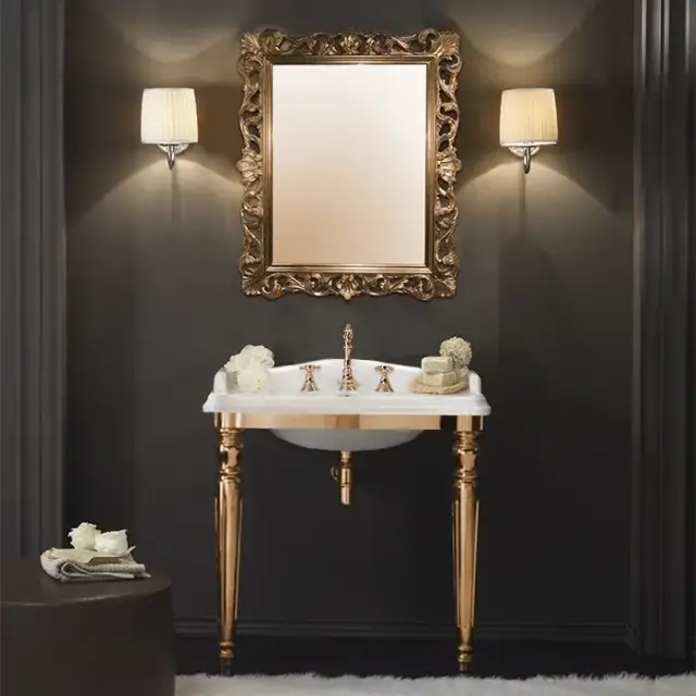 TW King Металлическая структура 73.5x54xh85см с раковиной на 1 отв, материал: латунь, напольная, цвет: отделки: золото