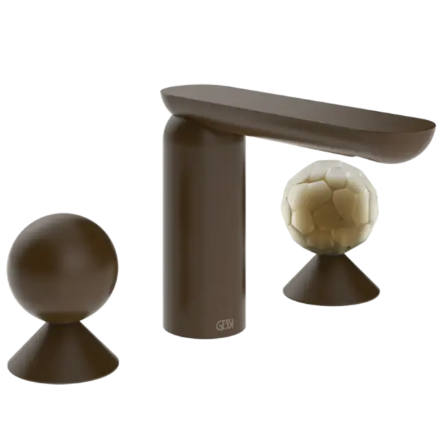 Смеситель для раковины Gessi Perle 74045#845 цвет-темная бронза/муранское стекло Battuto