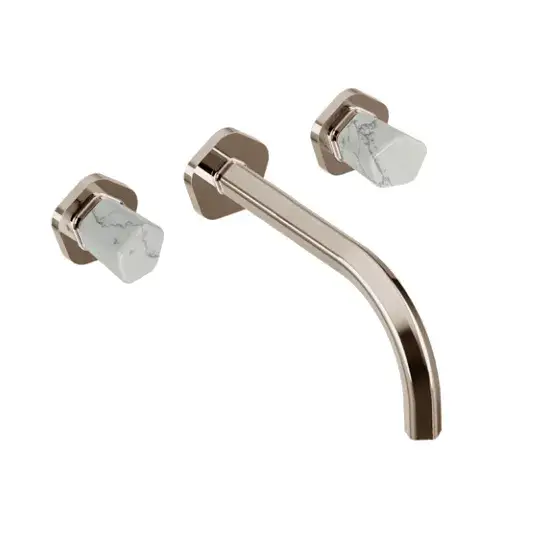 Смеситель для раковины Jorger SHADÓ 635.30.360.035-51 цвет-серебряный никель, ручки-белая бирюза