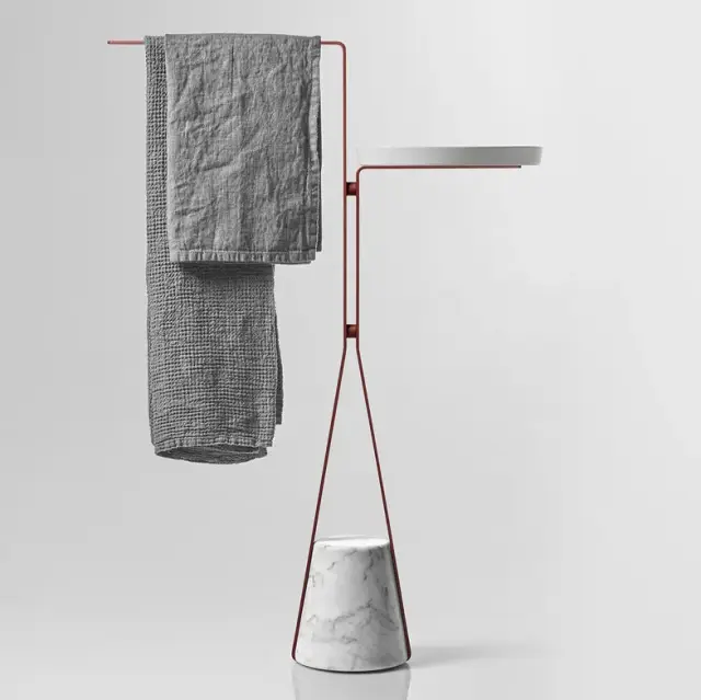 Стойка комбинированная Antonio Lupi Halo HALO4B база MARMO CARRARA/TERRACOTTA GOFFRATO-597/столик FLUMOOD белый