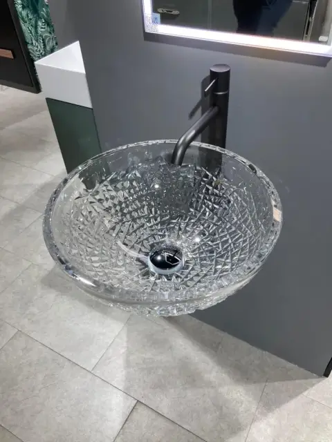 Раковина Glass Design Ice round ICEROT01+INOX35+ANF4 стекло прозрачное