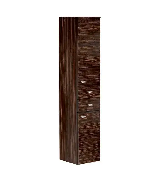 Пенал подвесной, петли справа (2 дверцы, 2 ящика, 3 полки, ручки (№1) + топ верхний, стекло, 35*37*h179.5, фасад - макассар (ED), корпус- макассар (P)