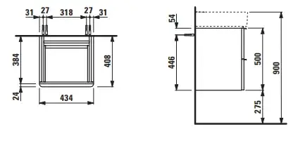 База под раковину LAUFEN SPACE 4.1010.2.160.100.1 белый матовый-100/ручка-алюминий