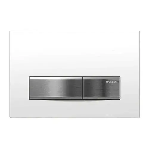 Клавиша двойного смыва, края без рамки, 24*h16, хром/белый