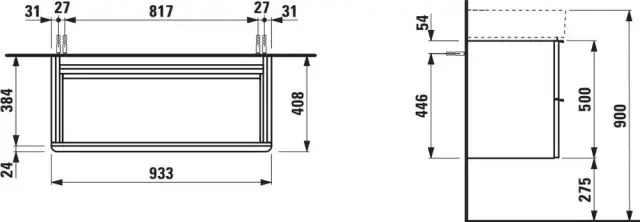 База под раковину LAUFEN SPACE 4.1020.2.160.101.1 светлый орех-101/ручка-алюминий