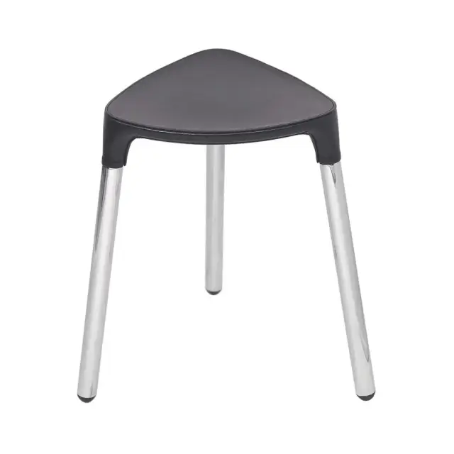 Табурет 37*33*h44, сталь, хром, термопластик, сиденье - экокожа, цвет черный