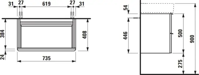 База под раковину LAUFEN SPACE 4.1018.2.160.103.1 темный вяз-103/ручка-алюминий