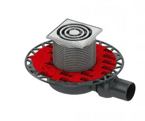 Трап горизонтальный, в комплекте с сифоном, гидрозатвор, декор.решетка 10.5*10.5, производительность 0,8-1,17 л/с полиров.нерж.сталь