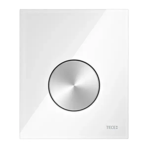 Панель смыва писсуара 10.4*12.4h стекло белое, клавиша нержавеющая сталь