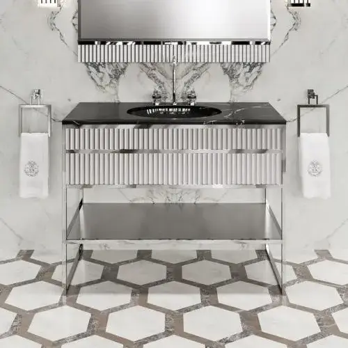 Консоль для ванной комнаты Oasis ACADEMY 0AC1CP1084530110CR рама-хром,декор ribbed G002 белый лак