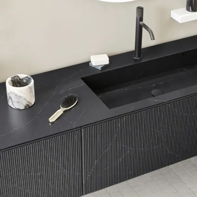 Топ с литой раковиной DX с 1 отв. под смеситель 155.6*50.5*1.2h MARMO TECNICO CHARCOAL LISCIO