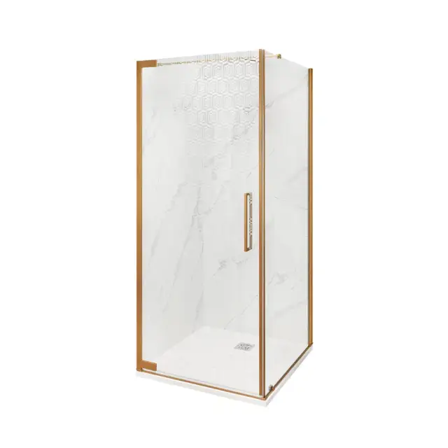 Ограждение в нишу Vismara Vetro Flare F FA 04 340 890 2000 S + F FF 04 340 890 2000 D стекло прозрачное/c декором P70, профиль matt copper