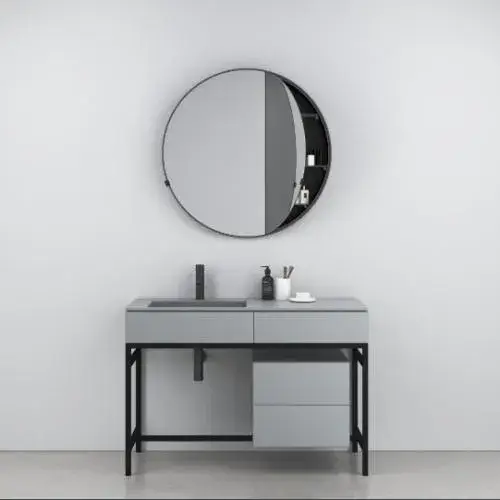 Консоль для ванной комнаты Cielo Milano MIST.NM+MIBCL.BR+MICL.BR+MILA.BR BRINA/каркас черный мат.