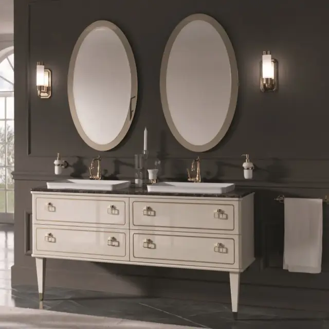 База под раковину Mia Italia TORINO TORH4CA16015.0.50 цвет-AVORIO LUCIDO, декор и ручки-золото