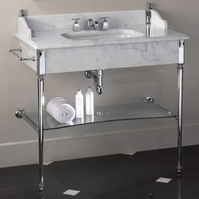 Консоль для ванной комнаты Devon&Devon Madison DEMADISONBICR мрамор-BIANCO CARRARA/хром
