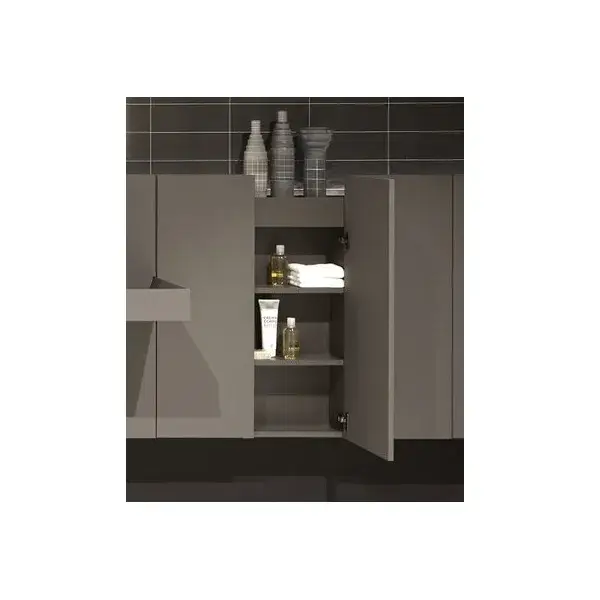 Шкаф подвесной с LED подсветкой 4000K 2 дверки, с топом, с трансформатором 72*18*119h GRIGIO SMOG LUCIDO-715