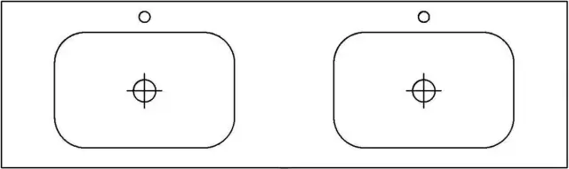 Топ с 2 интегрированными раковинами 182.4*54*h1.2 Corian White/drainage finish polished chrome