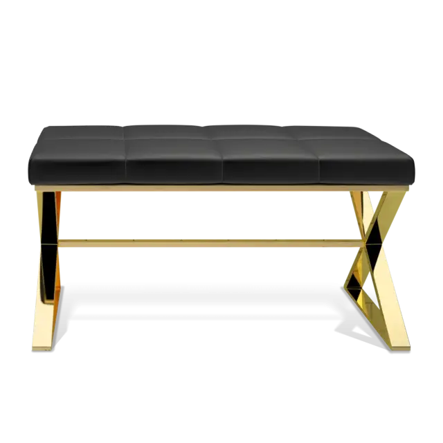Банкетка для ванной комнаты Decor Walther BENCH 0509627 цвет-gold PVD/эко-кожа черная
