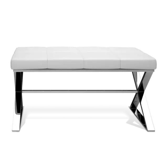 Банкетка для ванной комнаты Decor Walther BENCH 0509604 цвет-сталь полированная/эко-кожа белая