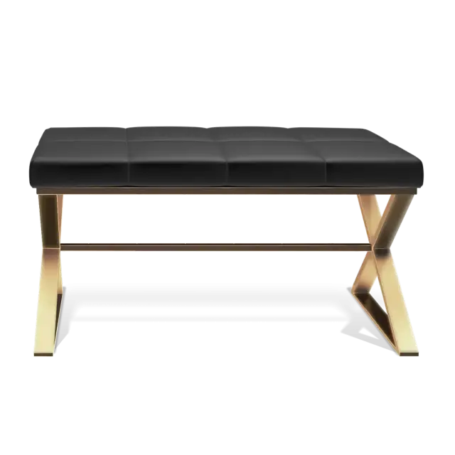 Банкетка для ванной комнаты Decor Walther BENCH 0509682 цвет-матовое золото/эко-кожа черная