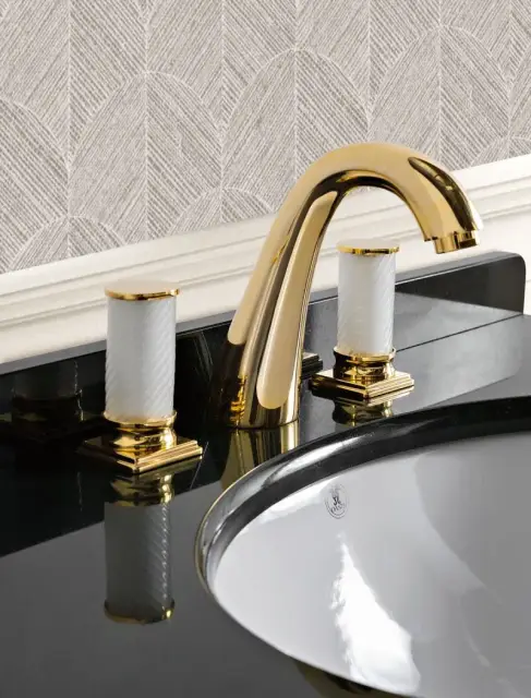 Смеситель для раковины Oasis Fortuny 0FRTRB300100001OR золото, муранское стекло