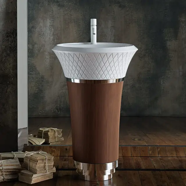 Раковина Falper GEORGE DX6-GE0-GE1(RG-TI) rovere grigio, inox titanium, раковина - матовый цвет