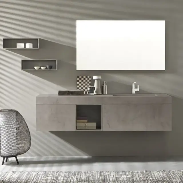 Комплект мебели с раковиной Azzurra LIME 0 B11C35905+MAAPPP001 + B0BB35355 + BA1C35505+MAAPPP001 + TM0A051*1.756+T1EC600 + PGBB15501*2 ECOMALTA LE TERRE ARGILLA-TCR, PUSH-PULL/PIETRA PIASENTINA GRIGIO CHIARO-1AA